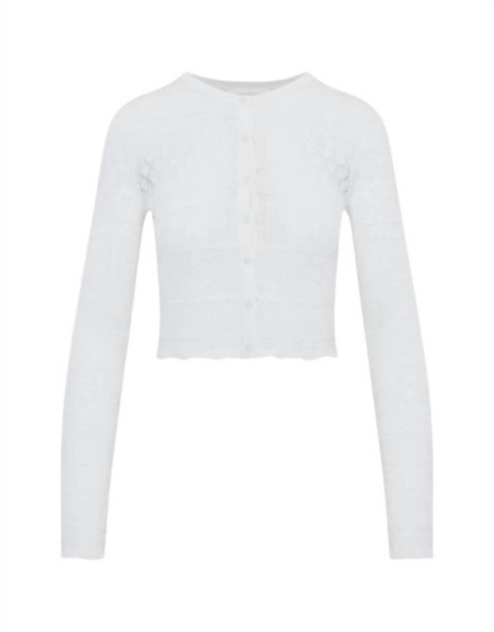 NEW LOVESHACKFANCY women's brigette fine pointelle cardigan in light chai